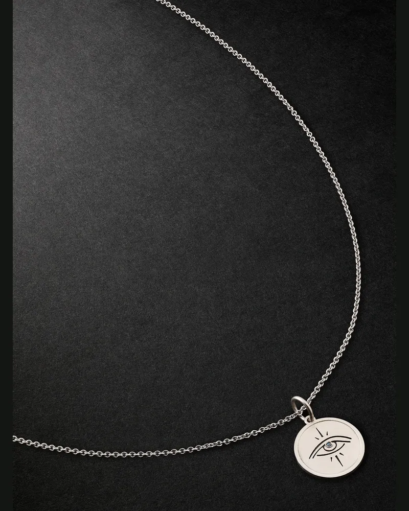 Jacquie Aiche White Gold Diamond Pendant Necklace Silver