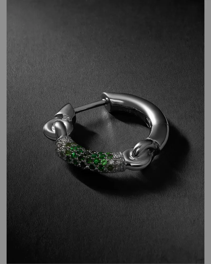 MAOR The Equinox 18-Karat Blackened White Gold, Diamond and Tsavorite Single Earring Green