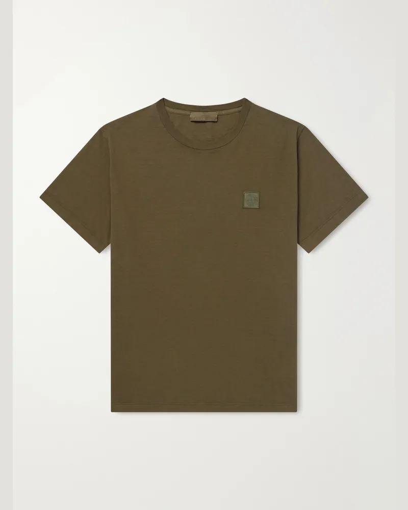 Stone Island GHOST Logo-Appliquéd Cotton-Jersey T-Shirt Green
