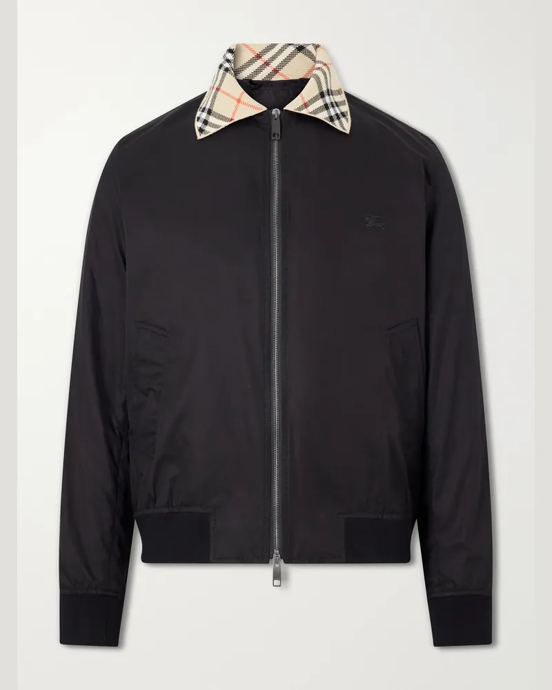Burberry Checked Logo-Embroidered Cotton Blouson Jacket Black
