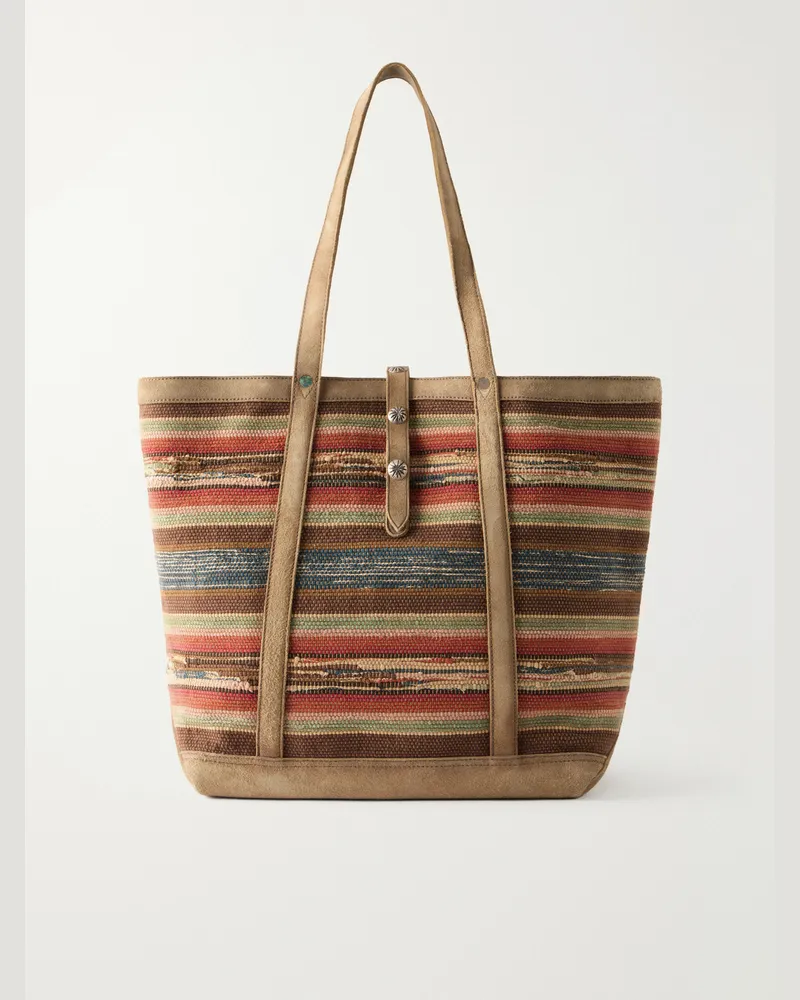 RRL Murphy Medium Suede-Trimmed Woven Cotton Tote Bag Multi