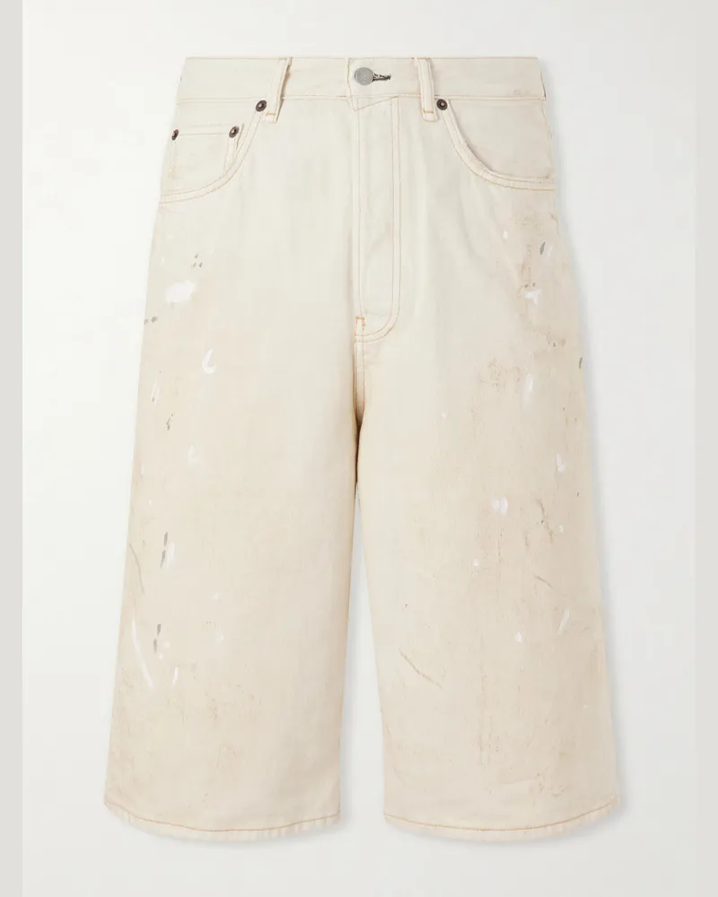 Acne Studios Judda gerade geschnittene Shorts aus Baumwolle mit Farbspritzern Neutral