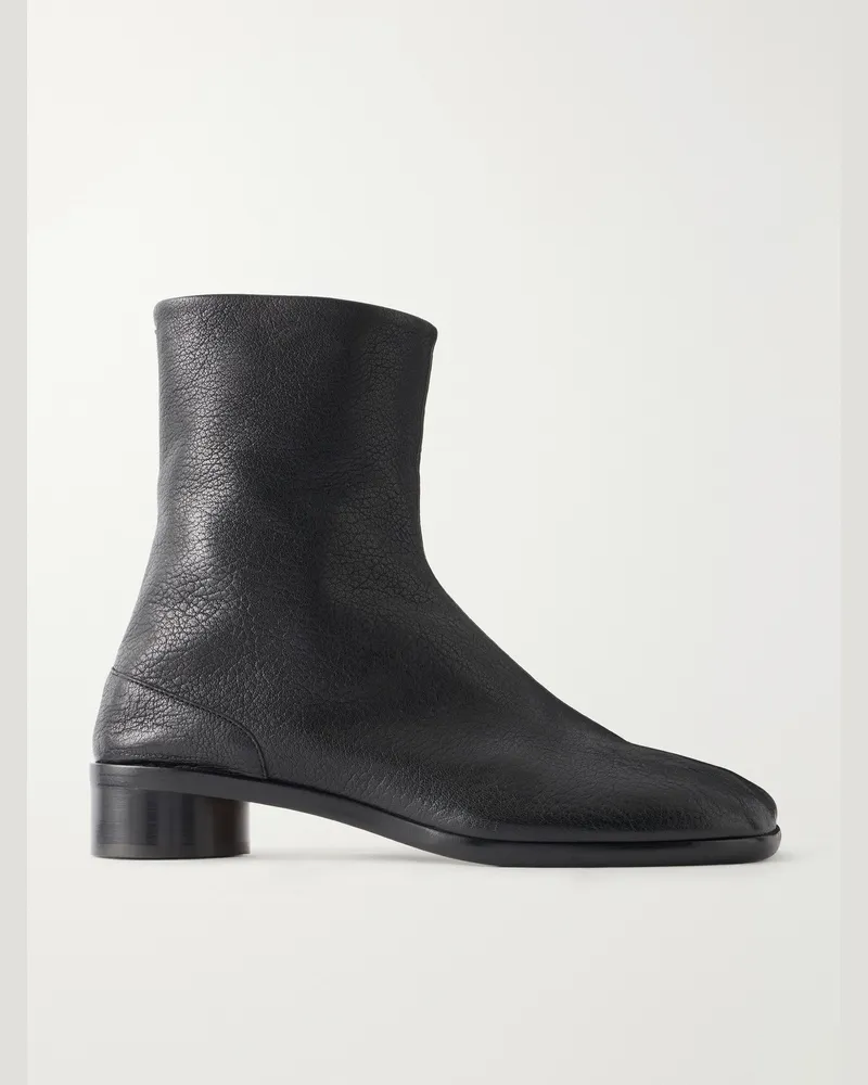 Maison Margiela Tabi Split-Toe Full-Grain Leather Boots Black