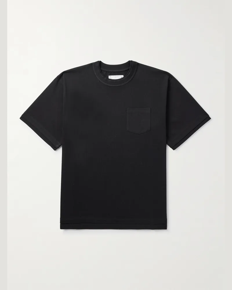 Sacai Mehrlagiges T-Shirt aus Baumwoll-Jersey Schwarz