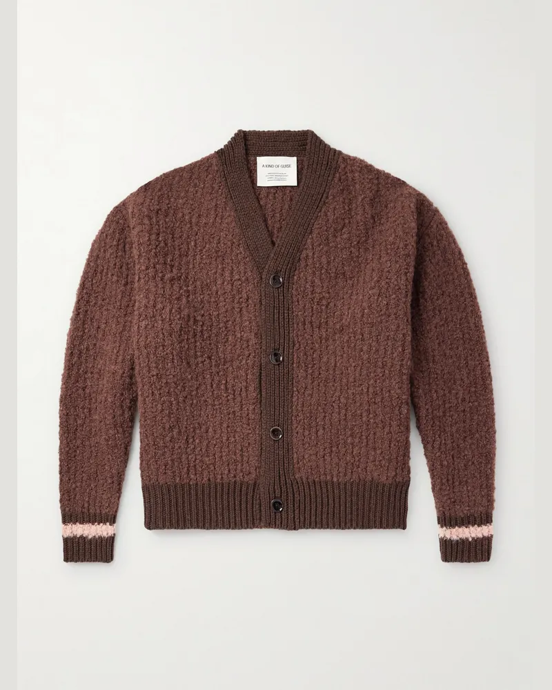 A Kind Of Guise Cardigan aus einer Schurwollmischung in Rippstrick Braun