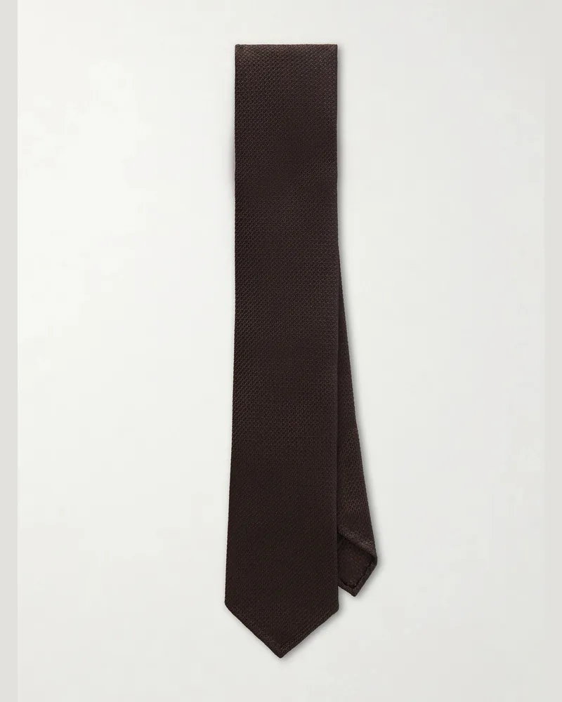 De Petrillo 8cm Silk-Jacquard Tie Brown