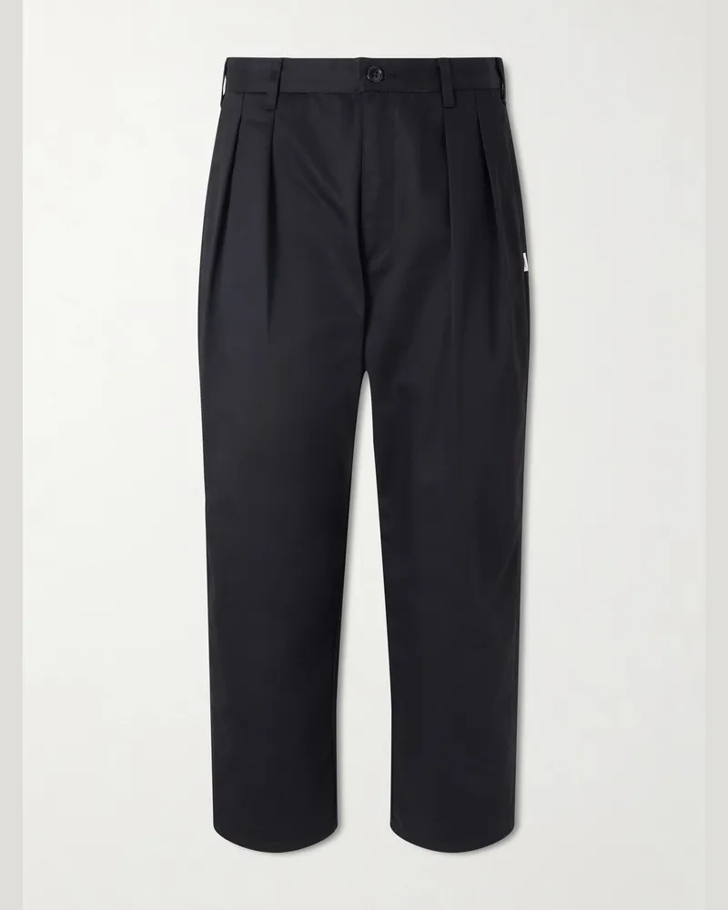 WTAPS Straight-Leg Pleated Twill Trousers Black