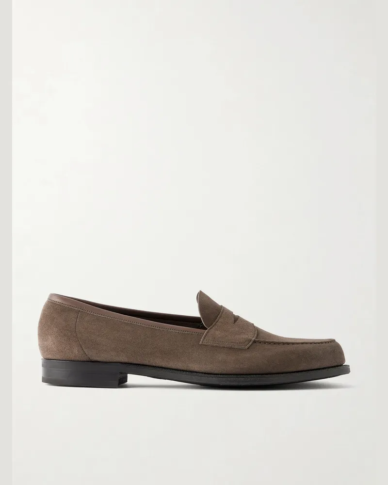 Edward Green Pimlico Suede Penny Loafers Brown