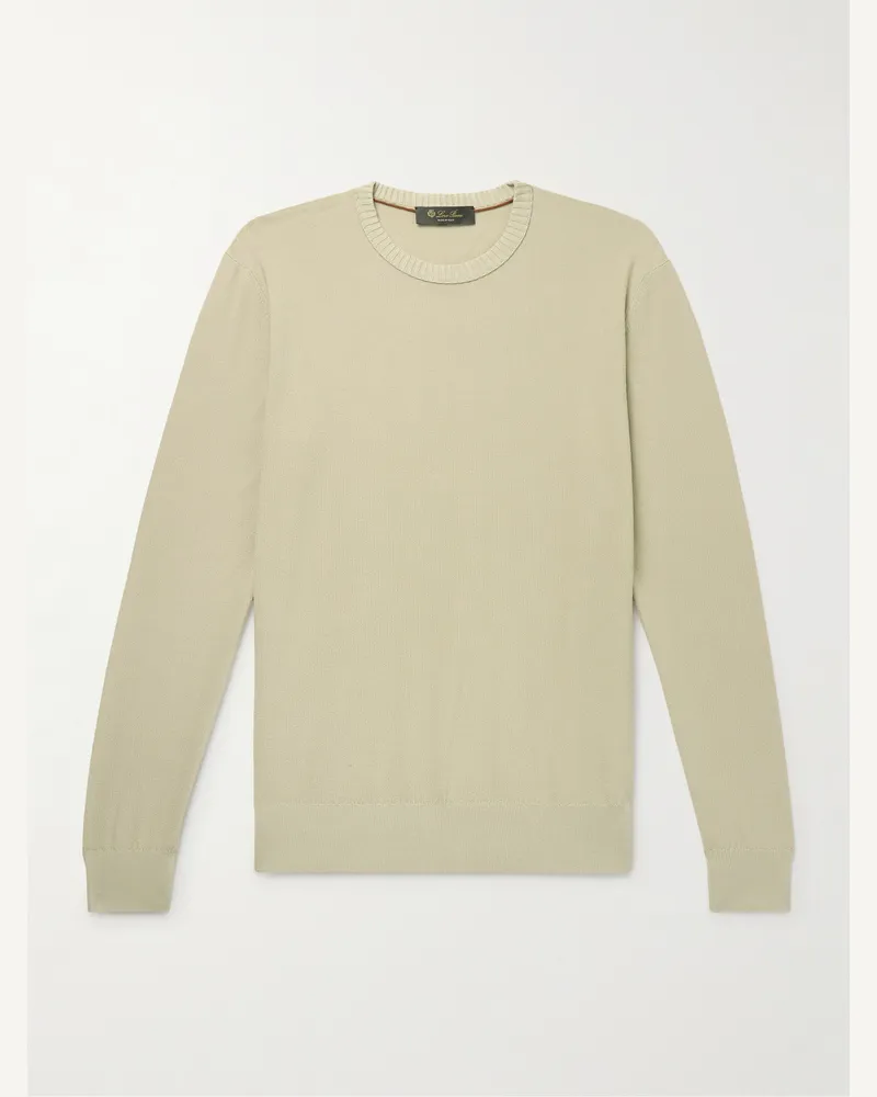 Loro Piana Pullover aus Piqué aus einer Baumwoll-Seidenmischung Grün