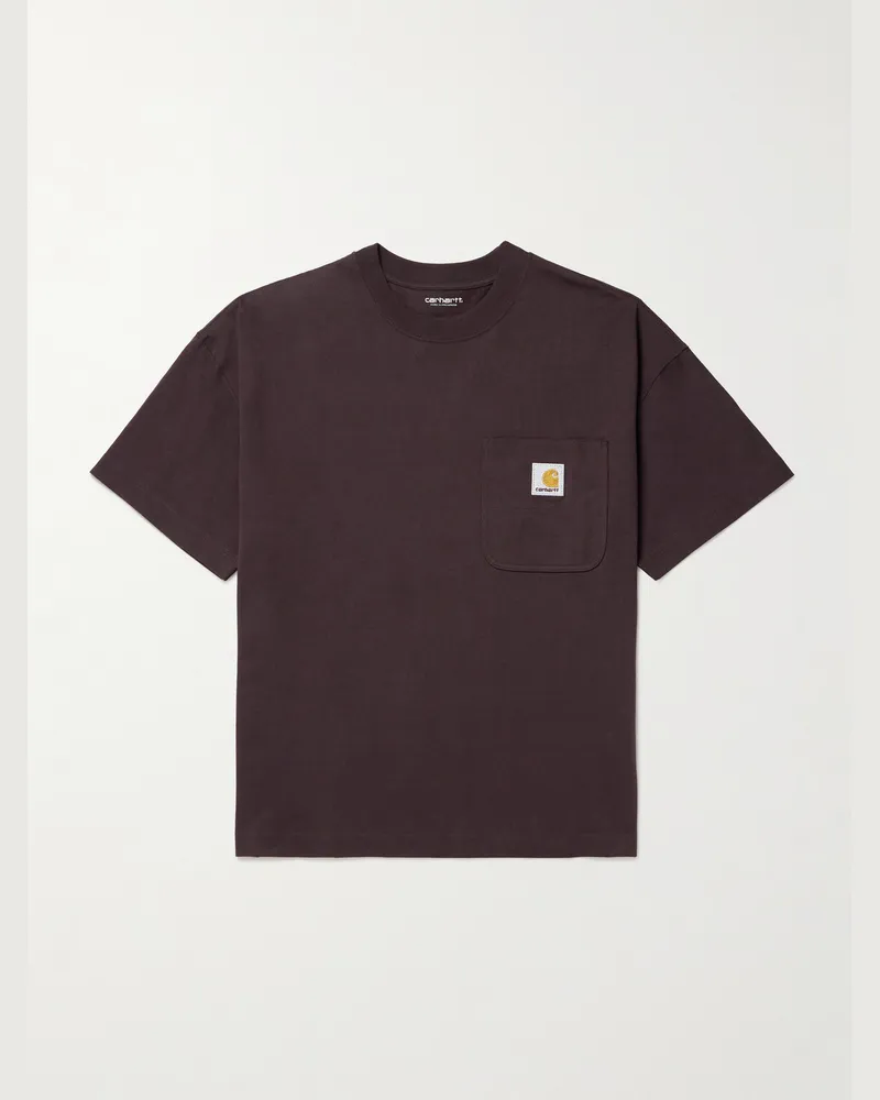 Carhartt WIP T-Shirt aus Baumwoll-Jersey mit Logoapplikation Braun