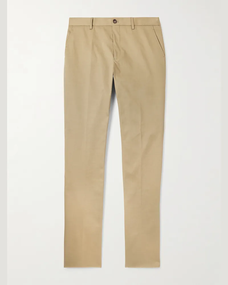 Etro Roma Slim-Fit Straight-Leg Stretch-Cotton Twill Trousers Neutrals