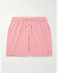 Ralph Lauren Traveler gerade geschnittene mittellange Badeshorts mit Streifen Rot