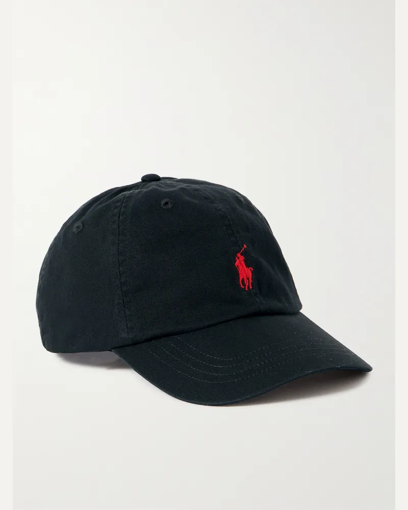 Ralph Lauren Logo-Embroidered Cotton-Twill Baseball Cap Black