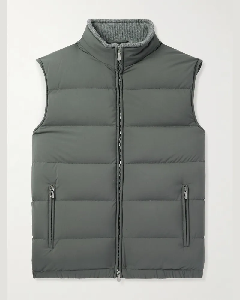 Thom Sweeney Slim-Fit Quilted Rain System® Shell Down Gilet Gray