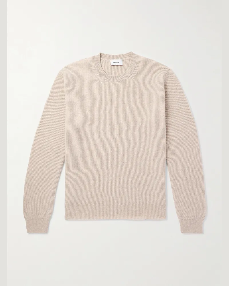 LARDINI Pullover aus einer Schurwoll-Kaschmirmischung in Rippstrick Neutral