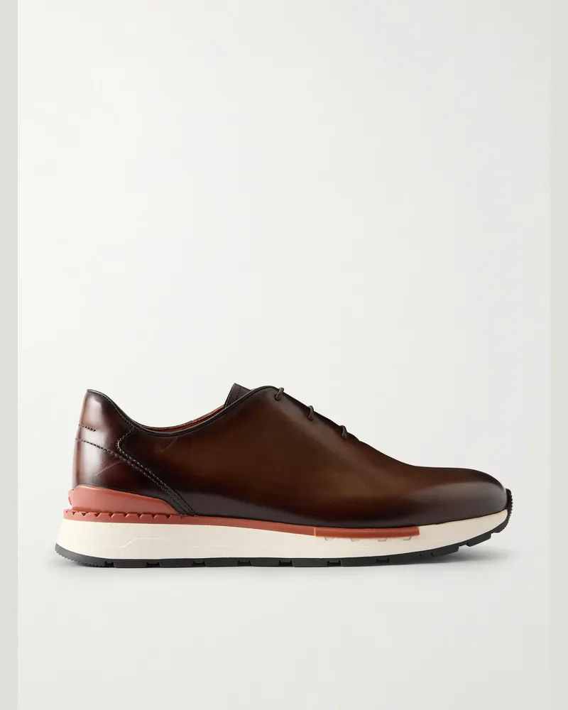 Berluti Fast Track Full-Grain Venezia Softy Leather Sneakers Brown