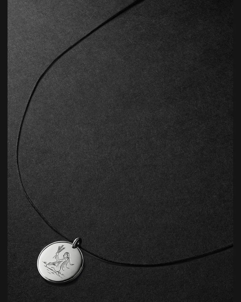 Duffy Jewellery Virgo 18-Karat White Gold and Cord Necklace Silber