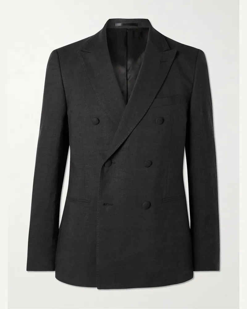 MR P. Doppelreihige Smokingjacke aus Leinen Grau