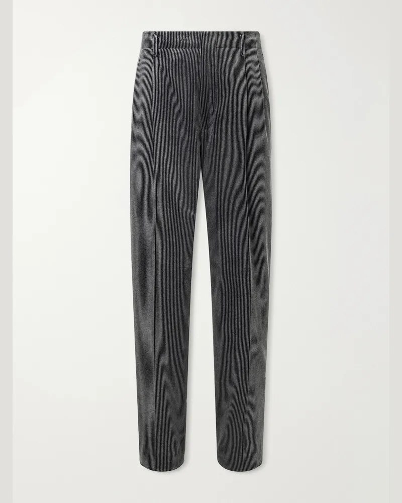 Brunello Cucinelli Straight-Leg Cotton-Corduroy Suit Trousers Gray