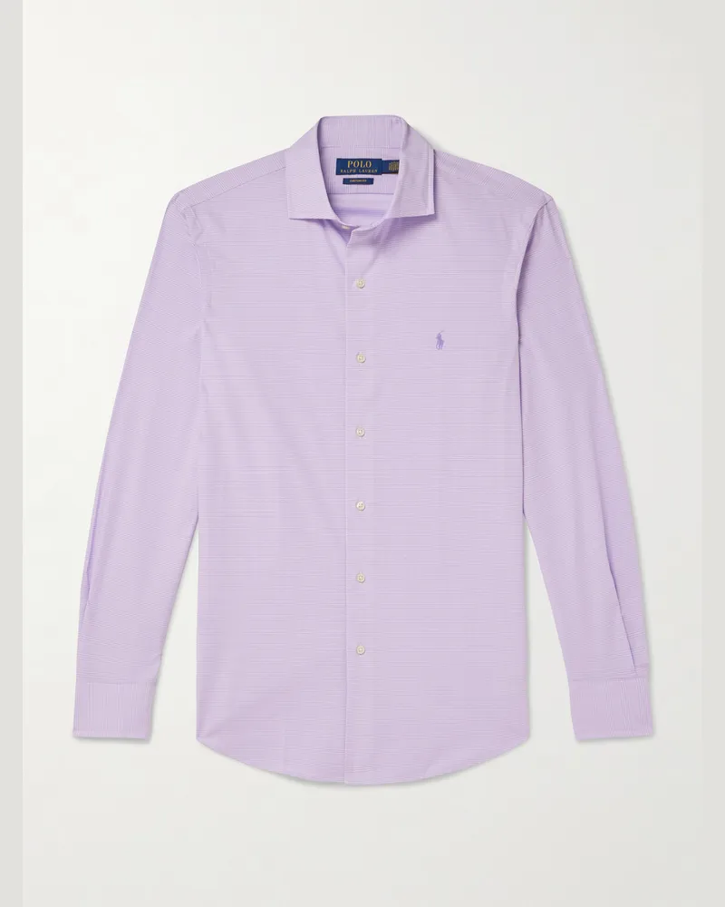 Ralph Lauren Hemd aus karierter Popeline aus einer Baumwollmischung mit Logostickerei Lila