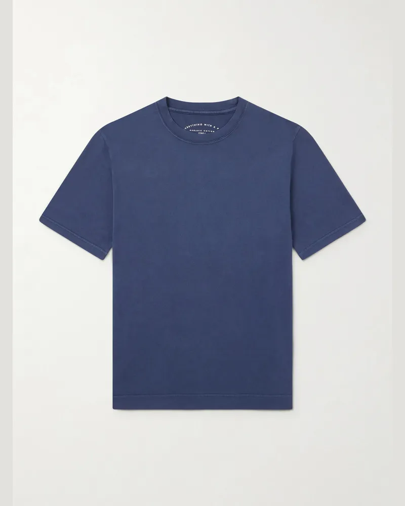 Fedeli Organic Cotton-Jersey T-Shirt Blue