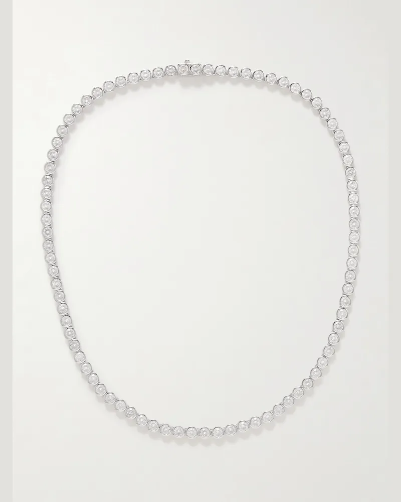 Hatton Labs Sterling Silver Laboratory-Grown Crystal Tennis Necklace Silver