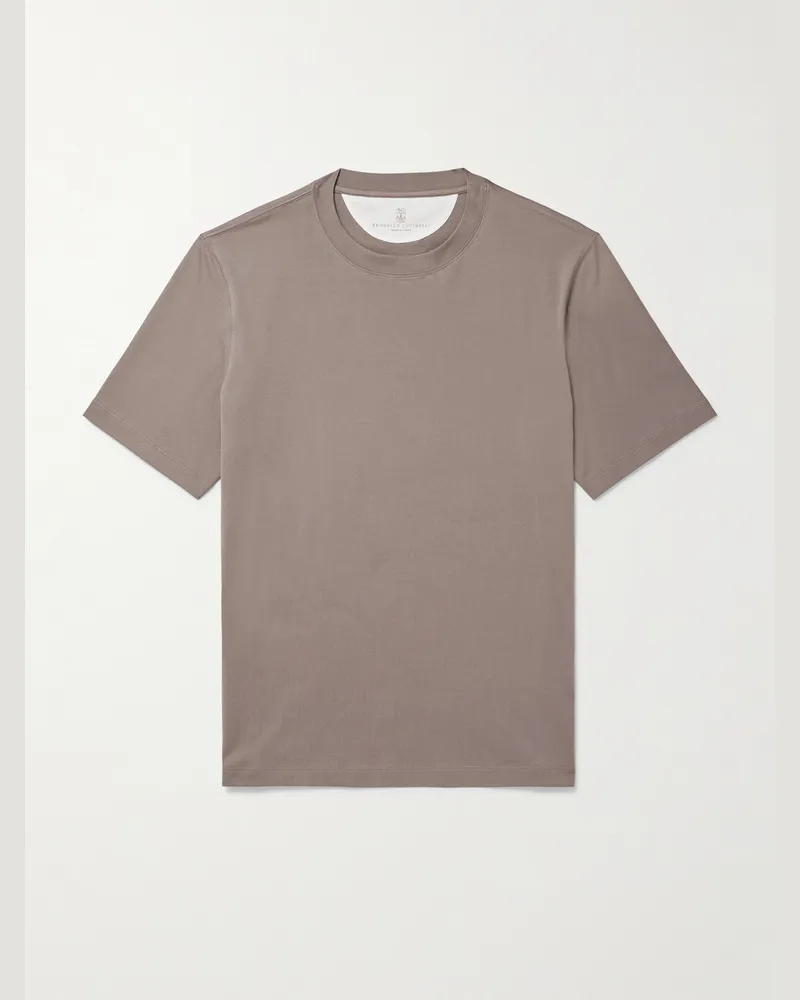 Brunello Cucinelli T-Shirt aus Baumwoll-Jersey Braun
