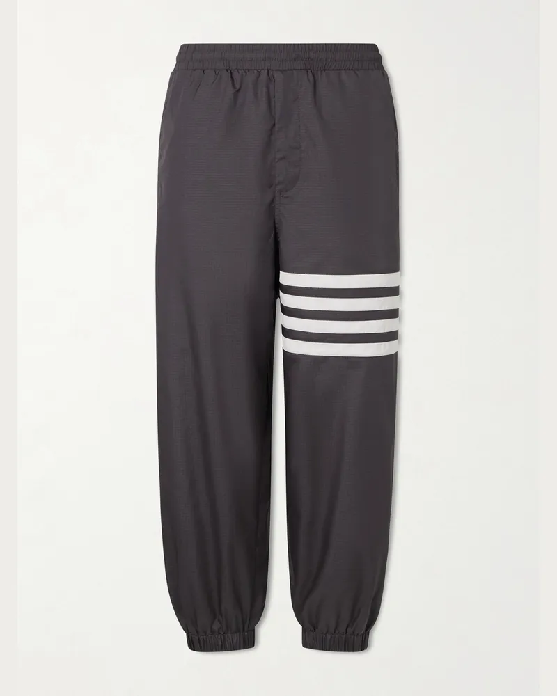 Thom Browne Tapered Striped Ripstop Sweatpants Gray