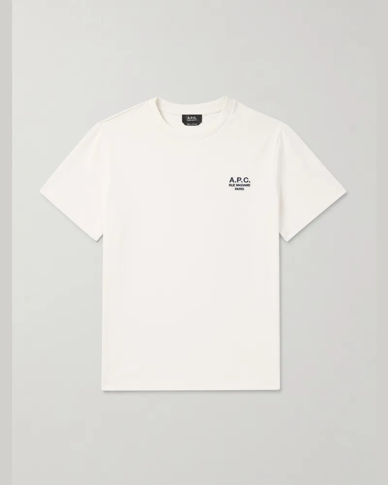 A.P.C. Logo-Embroidered Cotton-Jersey T-Shirt White