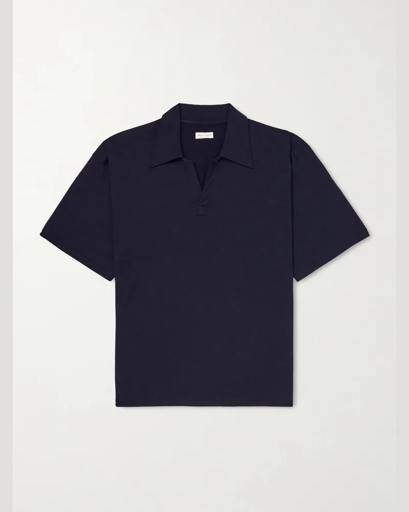 Kaptain Sunshine Skipper Oversized Merino Wool Polo Shirt Blue