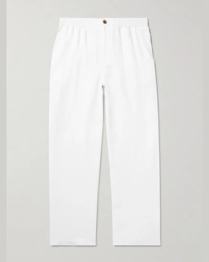 MR P. Arthur Wide-Leg Linen Trousers White