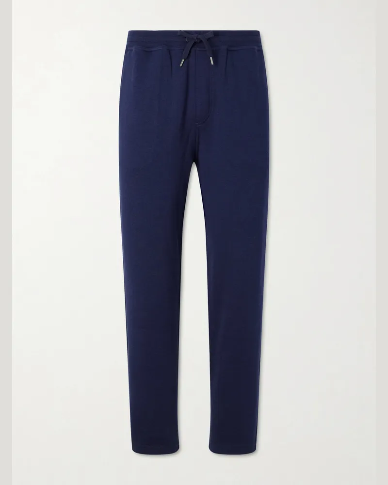 Brunello Cucinelli Tapered Cotton, Cashmere and Silk-Blend Jersey Sweatpants Blue