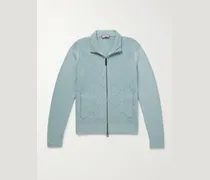 Textured-Knit Merino Wool Zip-Up Cardigan