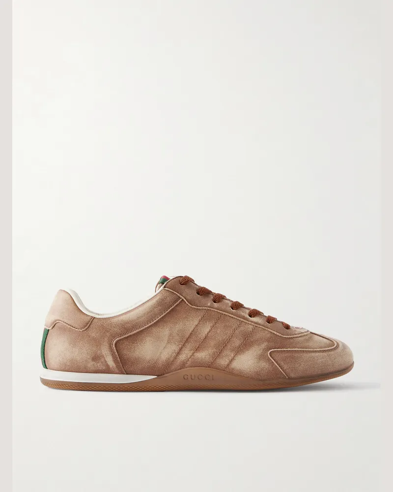 Gucci Rochelle Leather Sneakers Neutrals