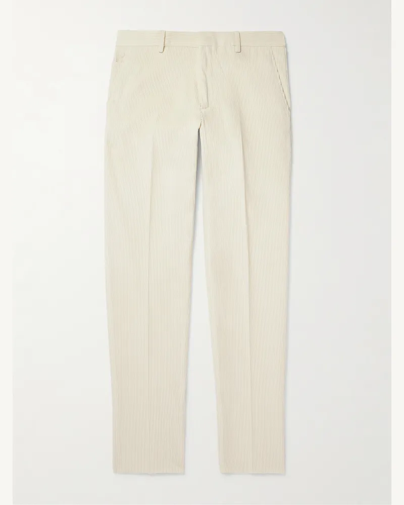 Loro Piana Jarno Straight-Leg Cotton-Corduroy Trousers Neutrals