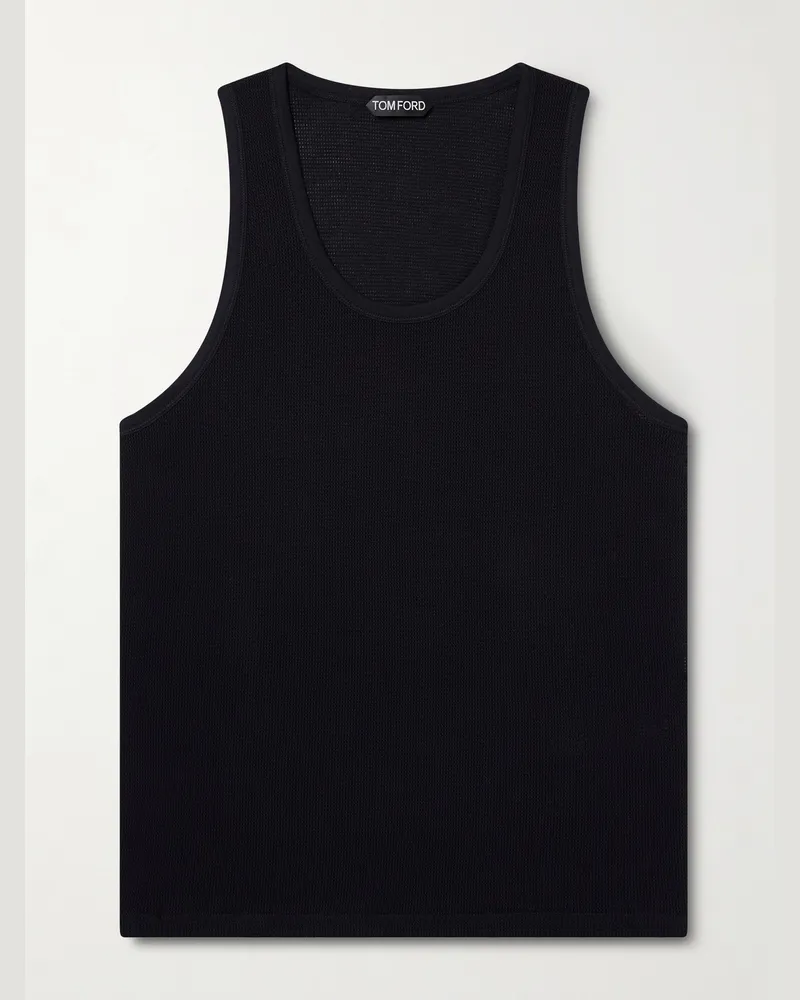 Tom Ford Open-Knit Cotton Tank Top Black