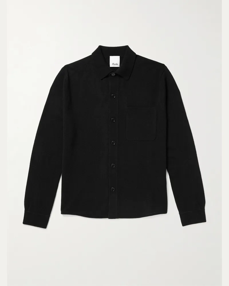 ALLUDE Virgin Wool and Cashmere-Blend Cardigan Black