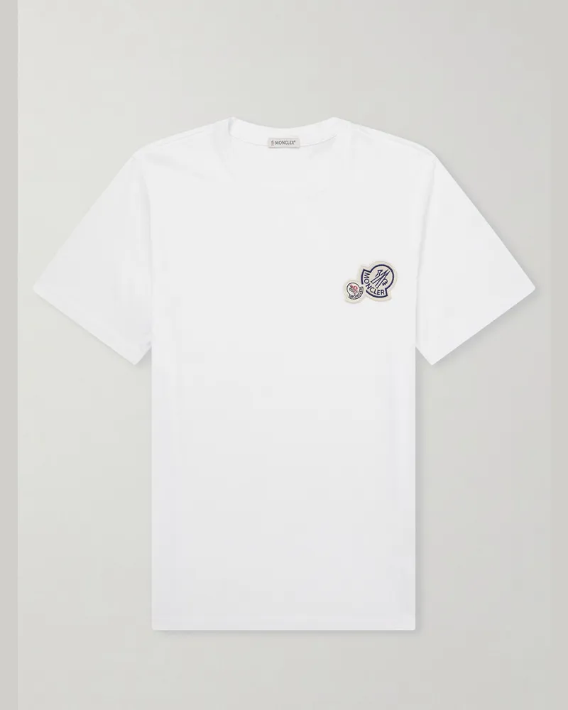Moncler Logo-Appliquéd Cotton-Jersey T-Shirt White