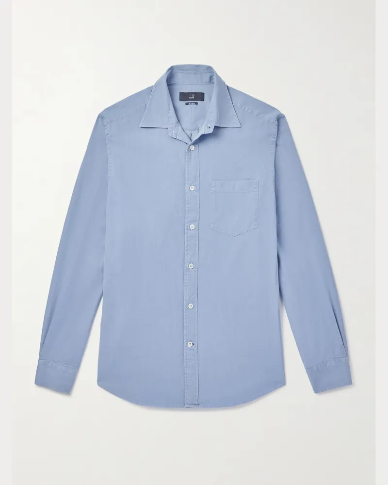 Dunhill Hemd aus Twill aus Sea-Island-Baumwolle Blau