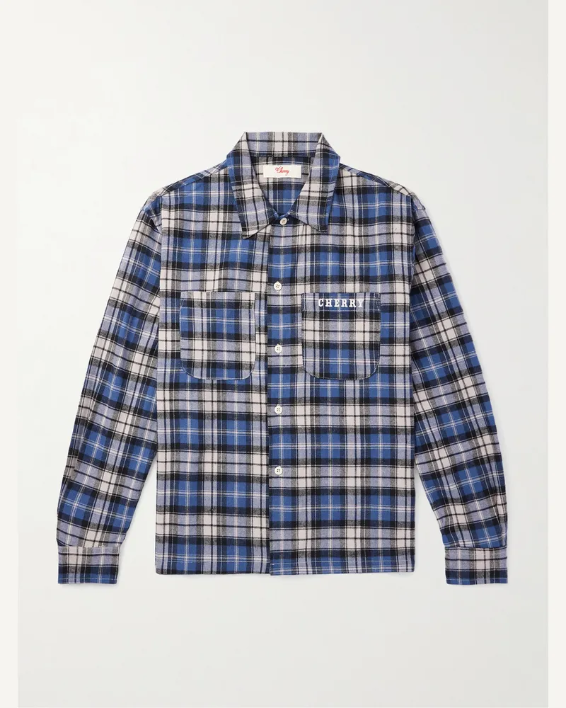Cherry Los Angeles Kariertes Hemd aus Baumwollflanell Blau