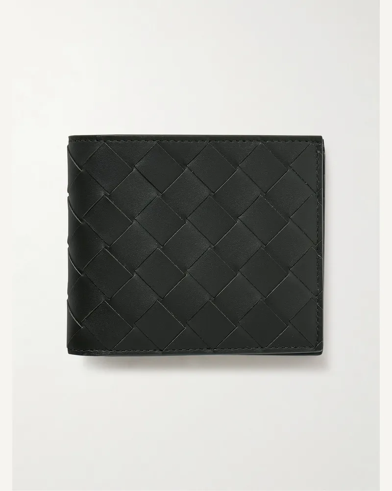 Bottega Veneta Aufklappbares Portemonnaie aus Intrecciato-Leder Grün