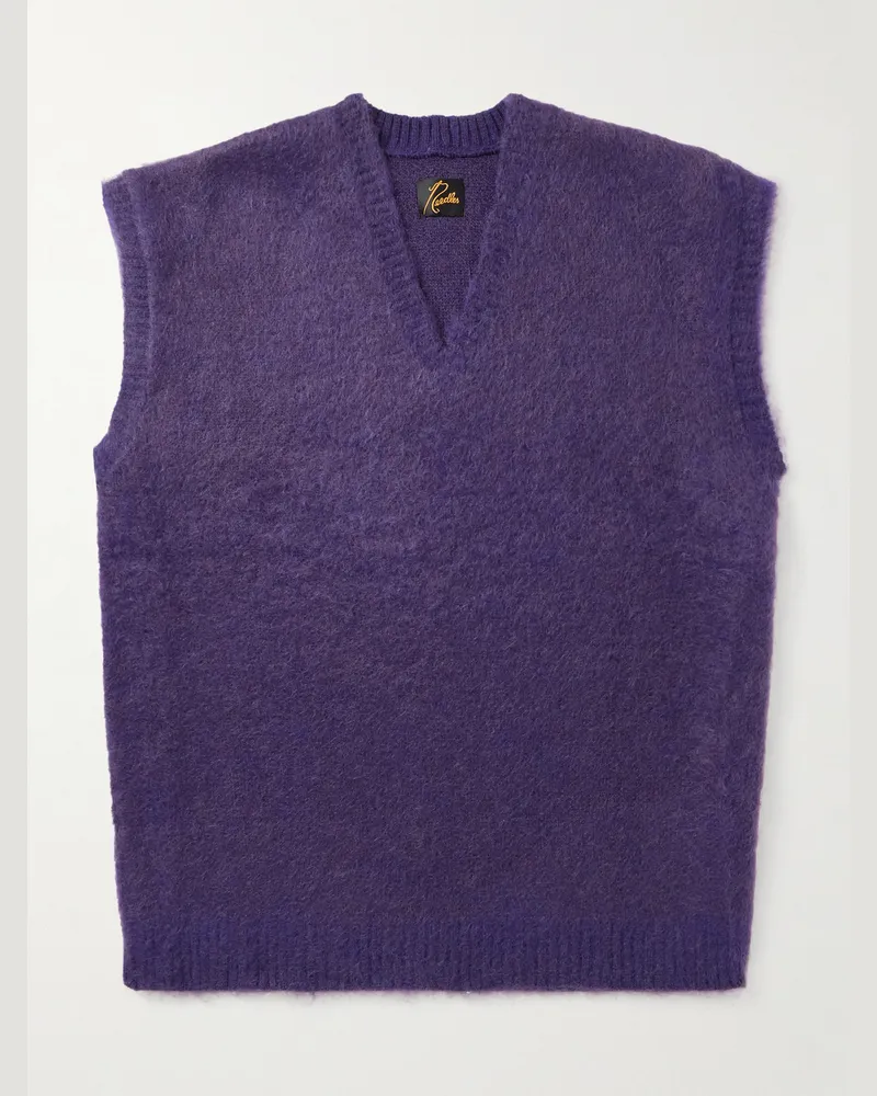 NEEDLES Ärmelloser Oversized-Pullover aus einer Mohairmischung Lila