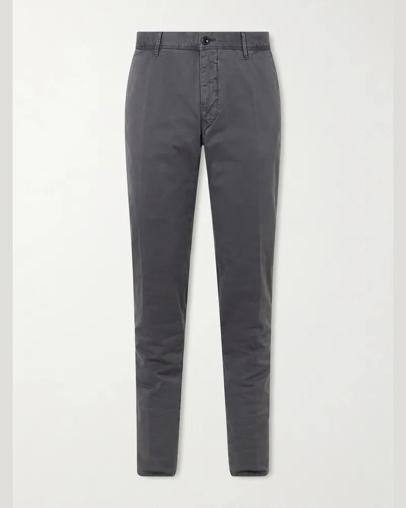 Slowear Schmal geschnittene und schmaler zulaufende Hose aus Stretch-Baumwollgabardine Grau