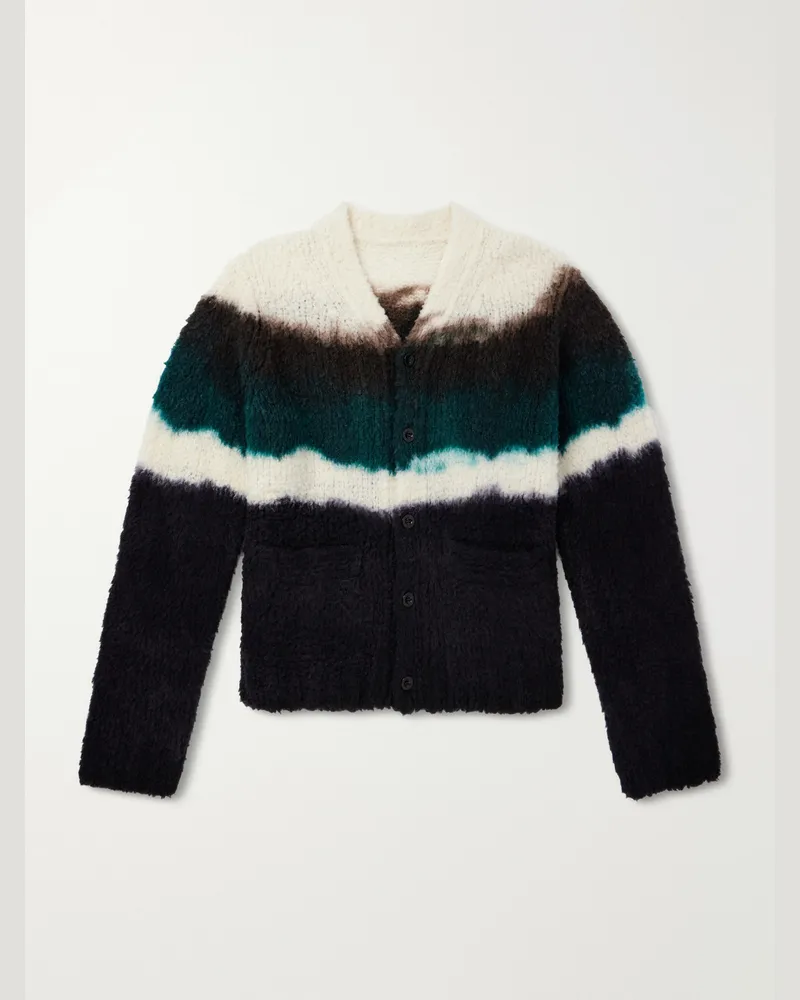 Sacai Chusen-Dyed Wool-Blend Cardigan Black