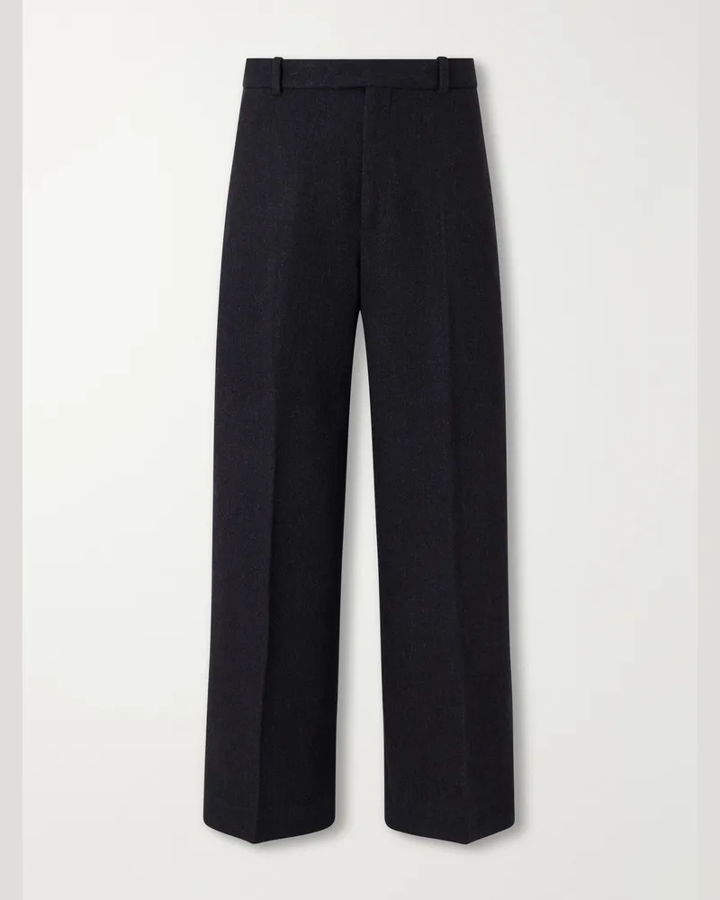 Jacquemus Tempo Wide-Leg Woven Wool-Blend Trousers Gray