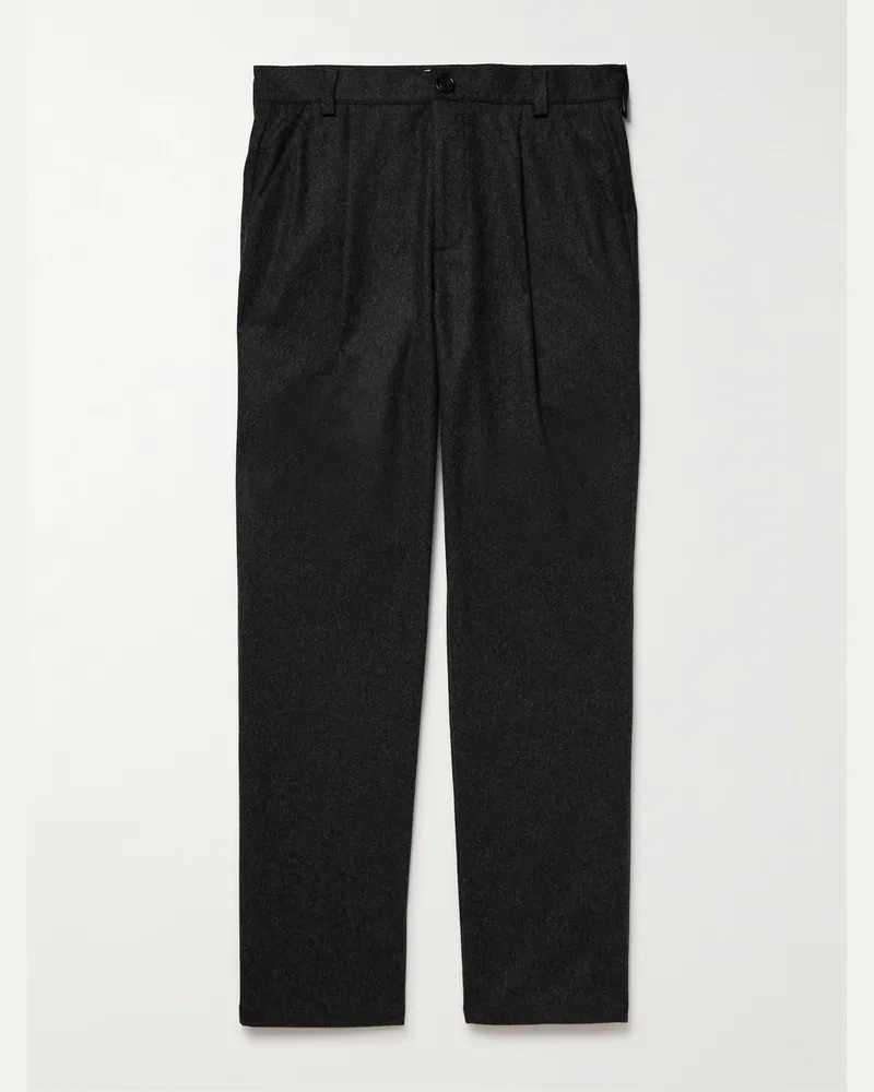 Oliver Spencer Morton Straight-Leg Pleated Cotton-Blend Suit Trousers Gray