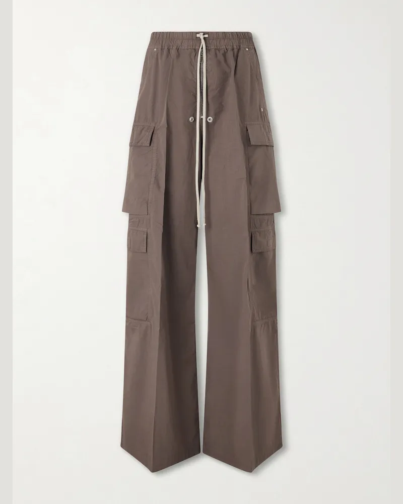 DRKSHDW by Rick Owens Jumbo Belas Cotton Cargo Trousers Brown