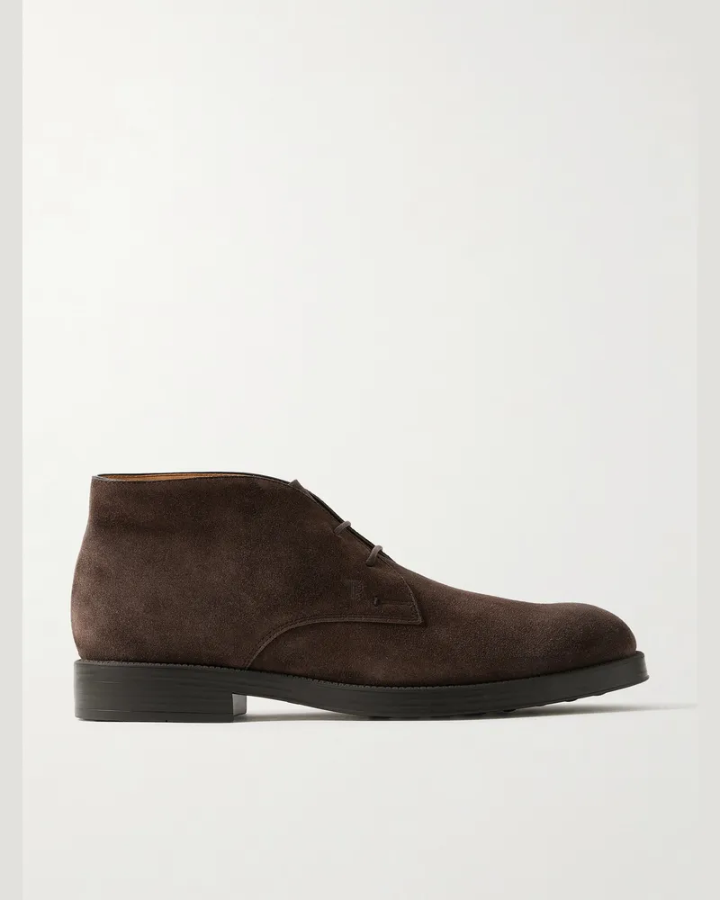 TOD'S Logo-Debossed Suede Desert Boots Brown