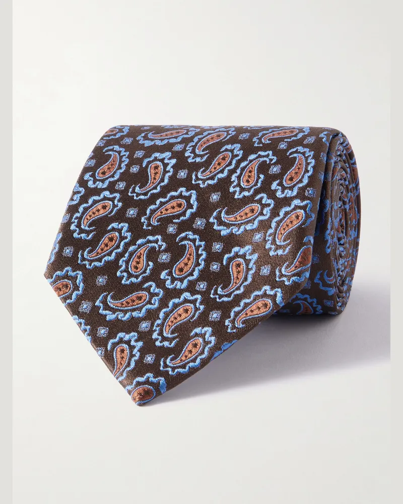 Charvet Krawatte aus Seiden-Jacquard mit Paisley-Print, 8,5 cm Braun
