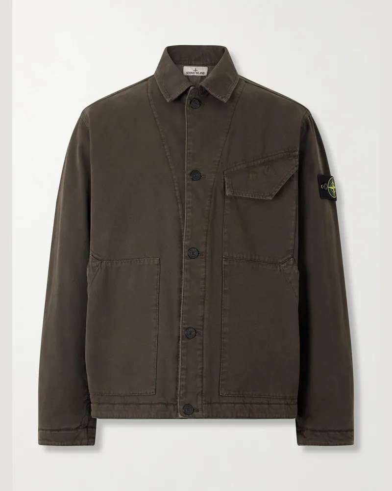 Stone Island Garment-Dyed Panama Cotton-Canvas Jacket Gray
